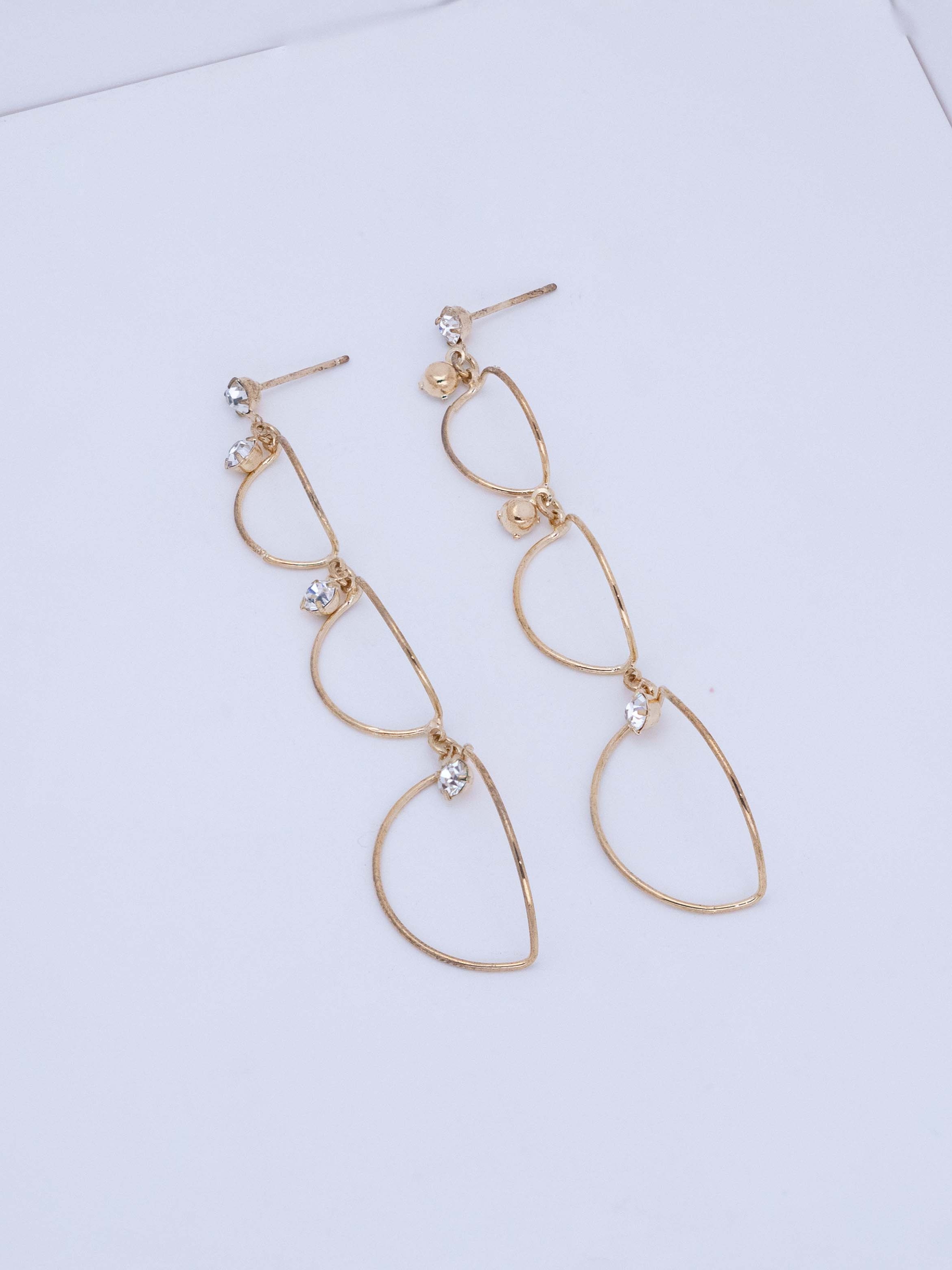 Abstract Line Drop Stud Earrings