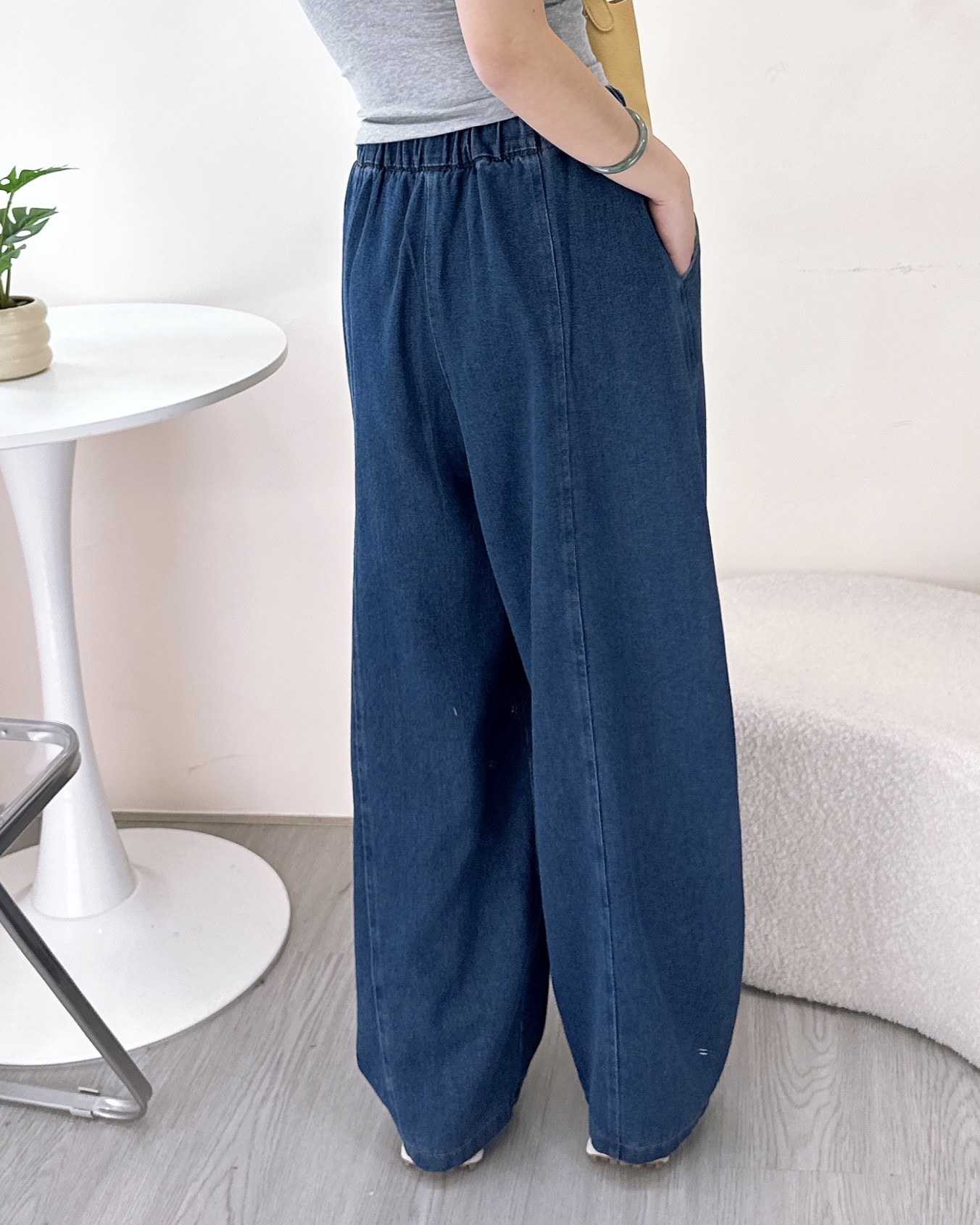 休閒男友風全橡筋腰牛仔褲