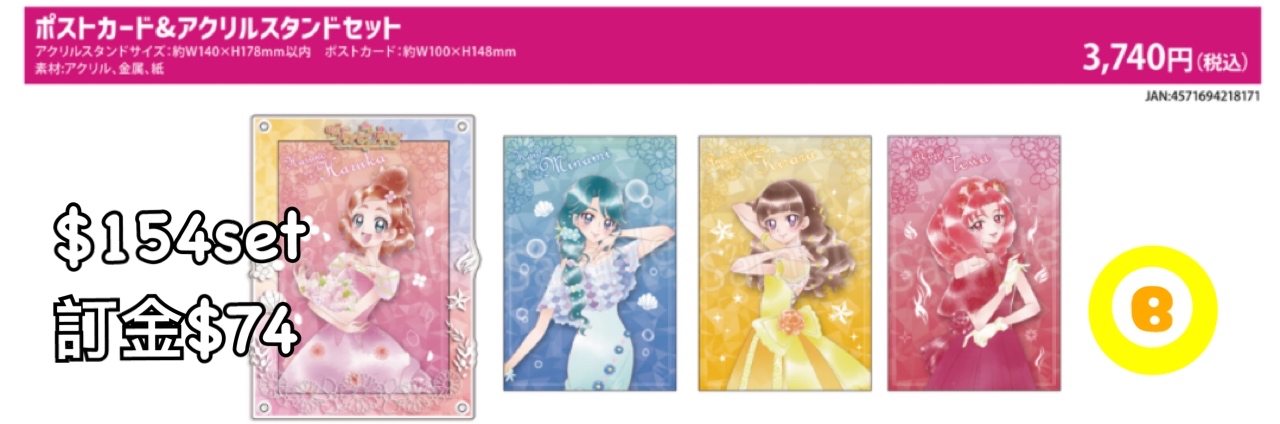 Preorder預訂7/2026年Go！PRINCESS光之美少女 post card &stand set