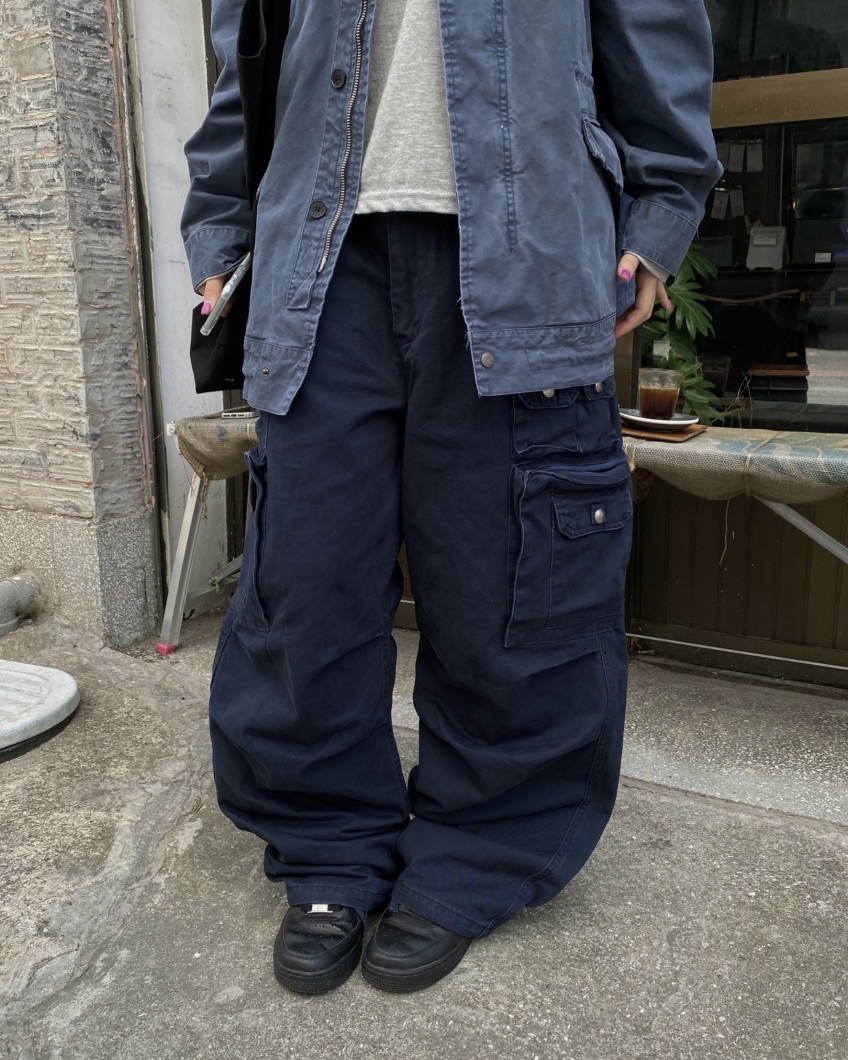Cotton Wide-Leg Cargo Pants(Unisex)
