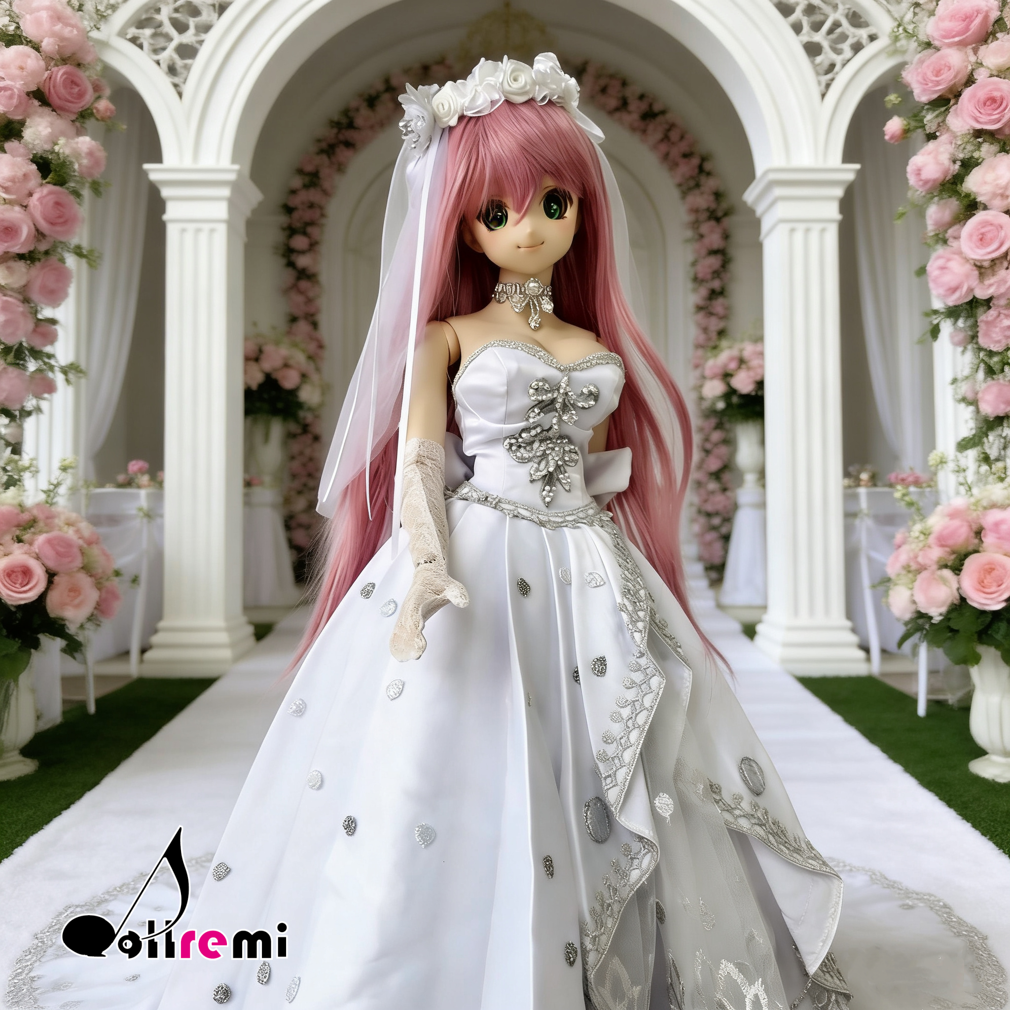 【dollremi】(DD0794) Off-the-shoulder weddingdress with a Court train 露肩式宮廷拖尾婚紗