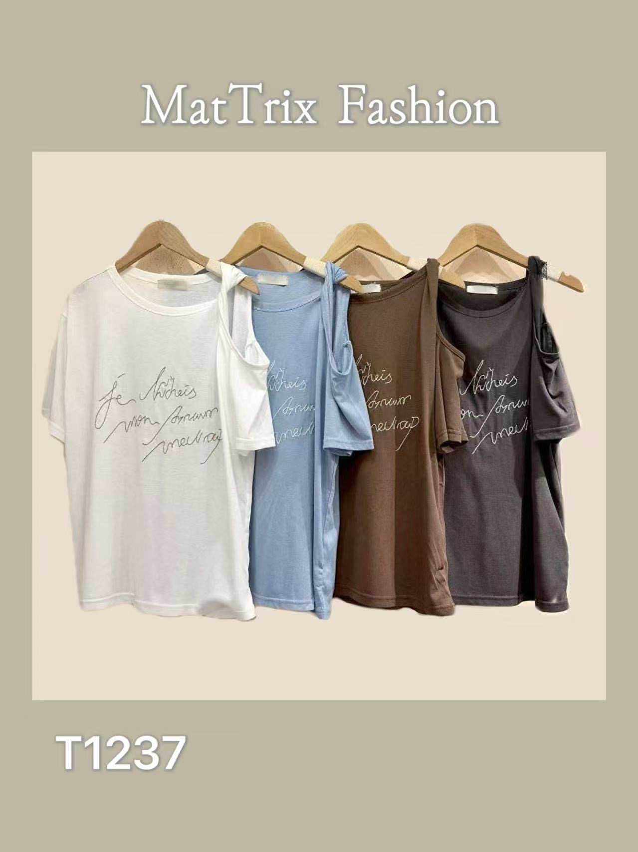 T1237 則扭結露肩Top  原價$239