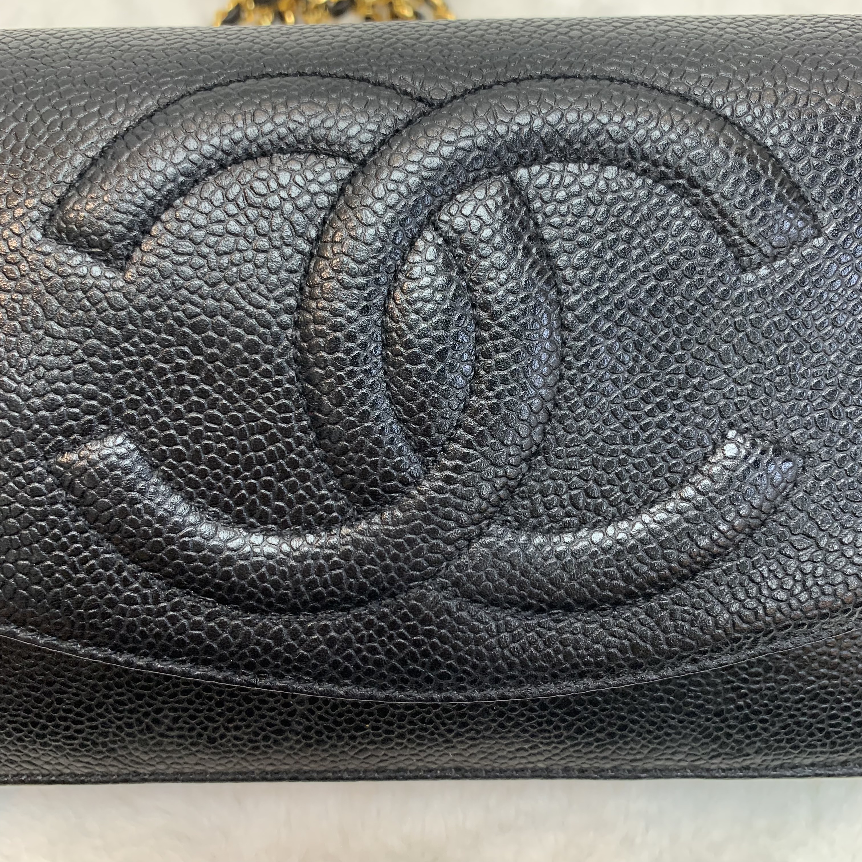 Chanel 黑色魚子醬牛皮woc