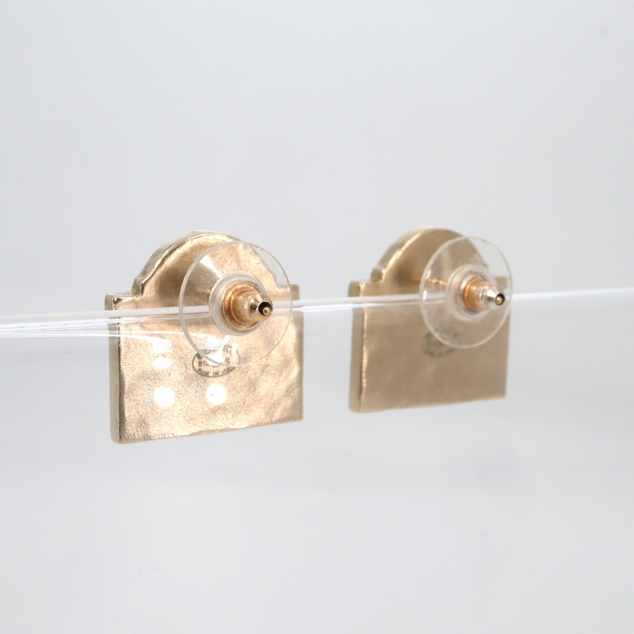 Chanel Coco Mark "Rue Cambon" Sign Piercing Earrings