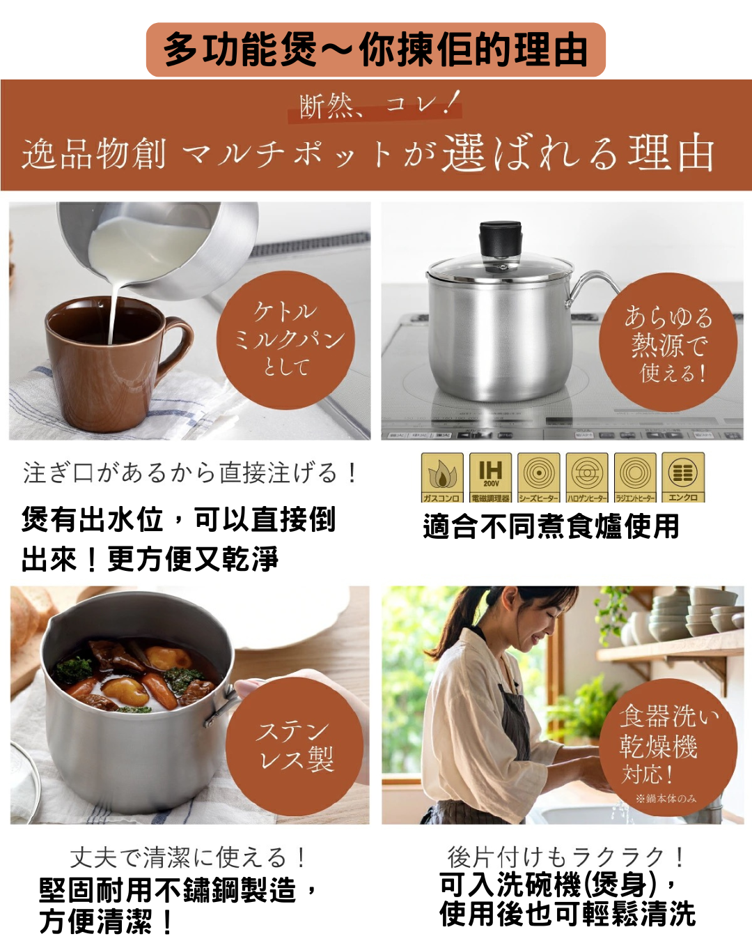 日本代購【 2026新商品 日本直送 Arnest 燕三条 不銹鋼 多功能煲 Tsubamesanjo Stainless Steel Multi Pot 】