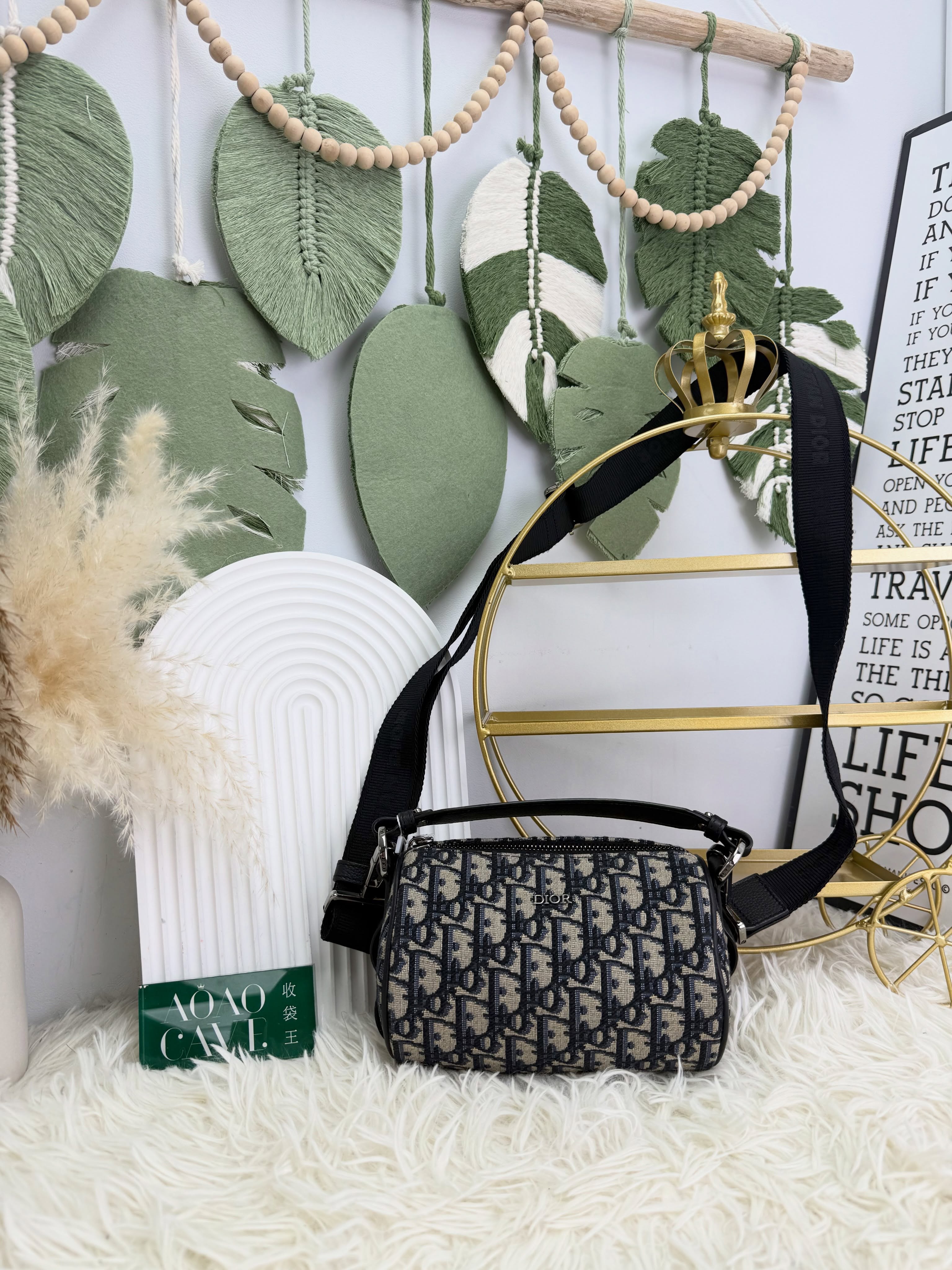 Dior👜 PRE OWNED 🛍️mini roller 老花圖筒包🖤
