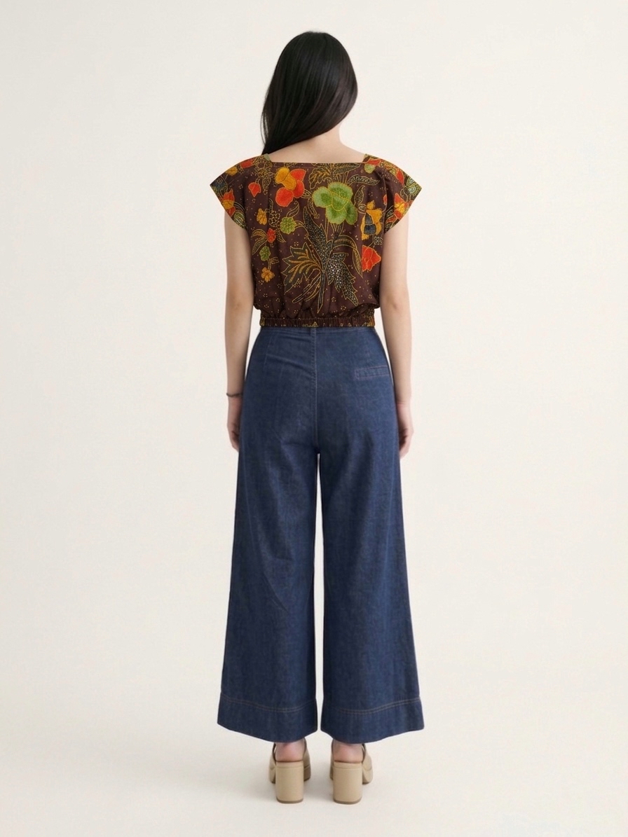 T3373 - Batik Square Neck Crop Top