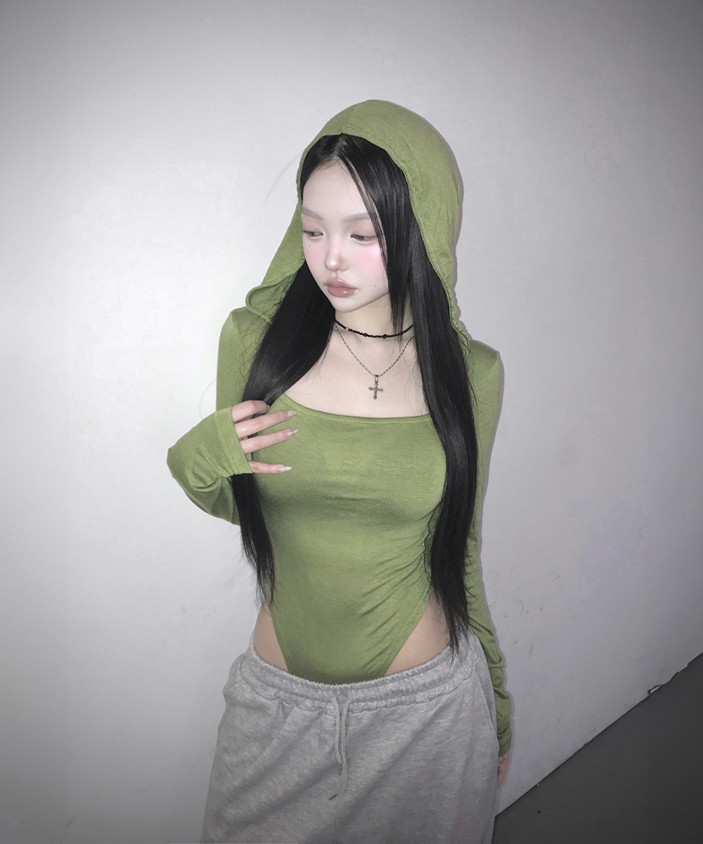Hooded Square Neck Bodysuit