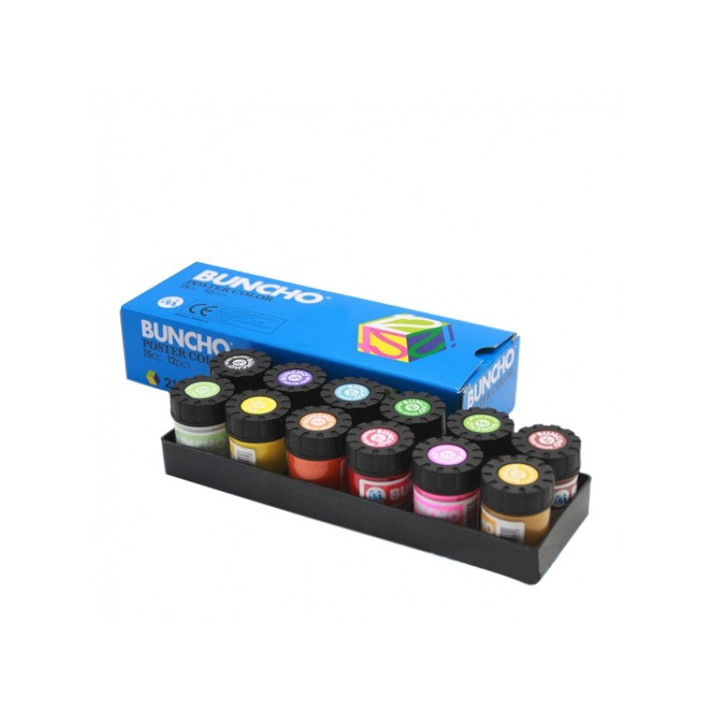 Poster Colour 15CC/Buncho/Warna Poster/Water Colour/Colouring/Paint (12 Pcs)