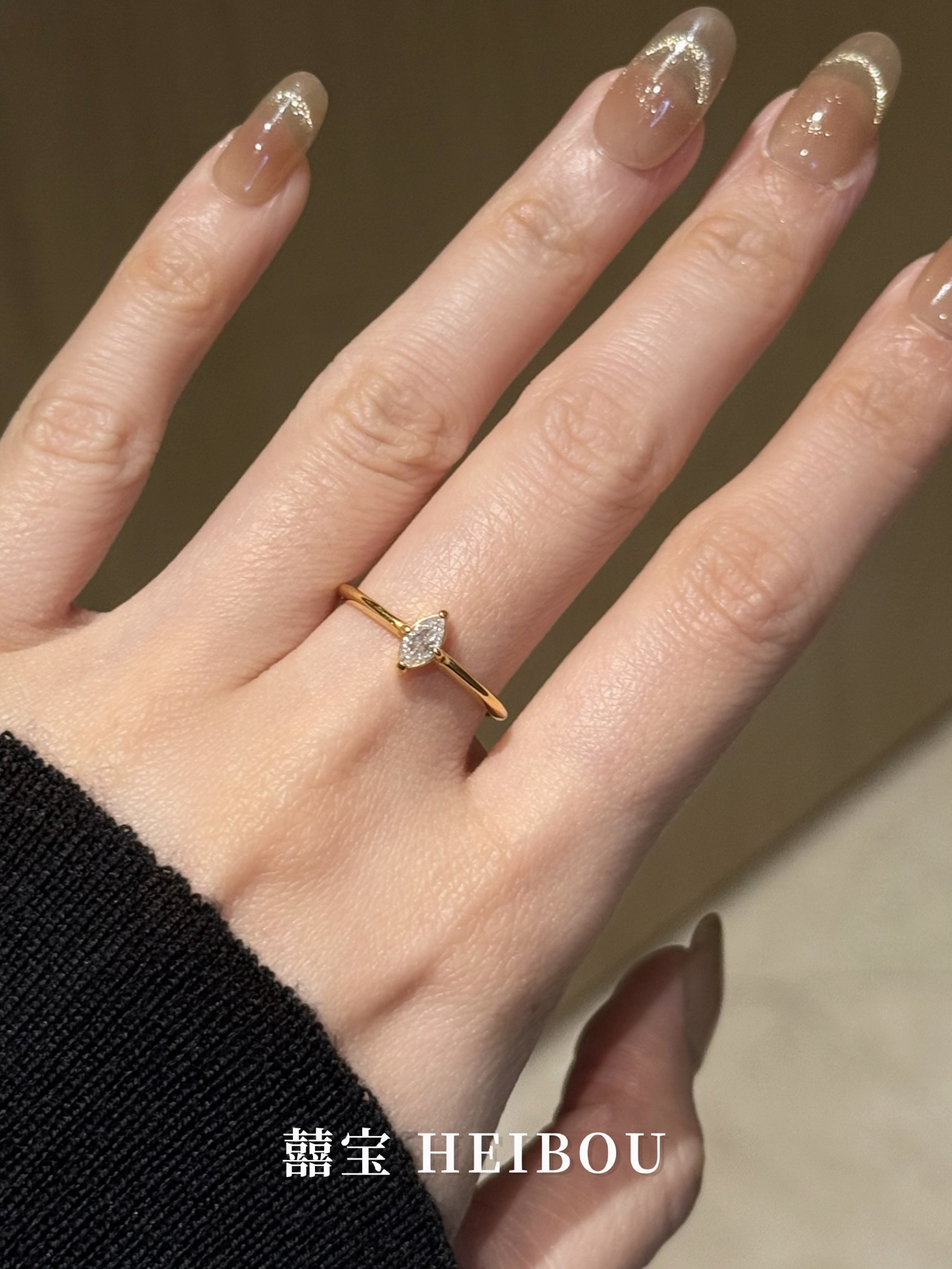 【6D镶嵌】点钻橄榄戒指