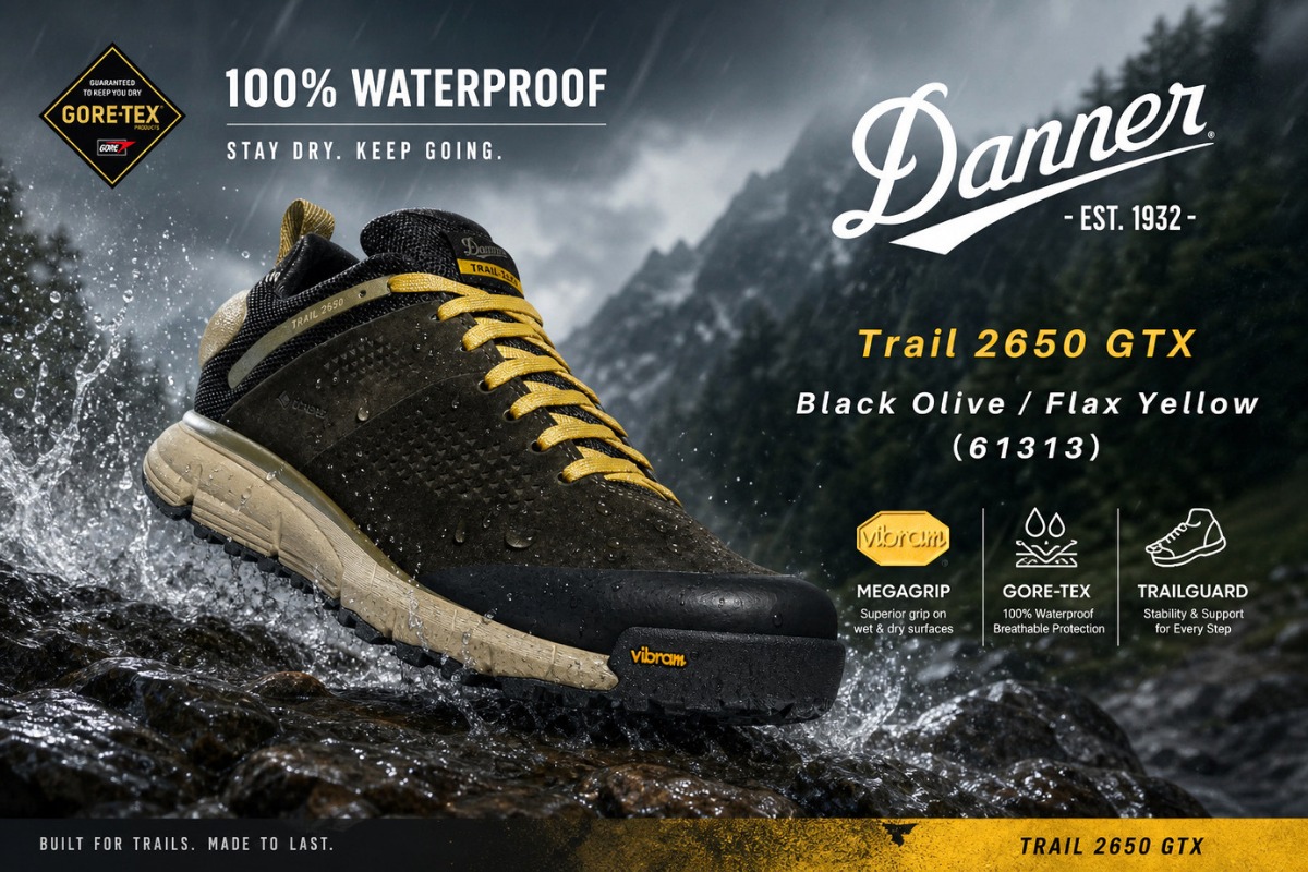 Danner Trail 2650 GTX Black Olive / Flax Yellow（61313）（此商品只限門市發售，請致電查詢庫存。）