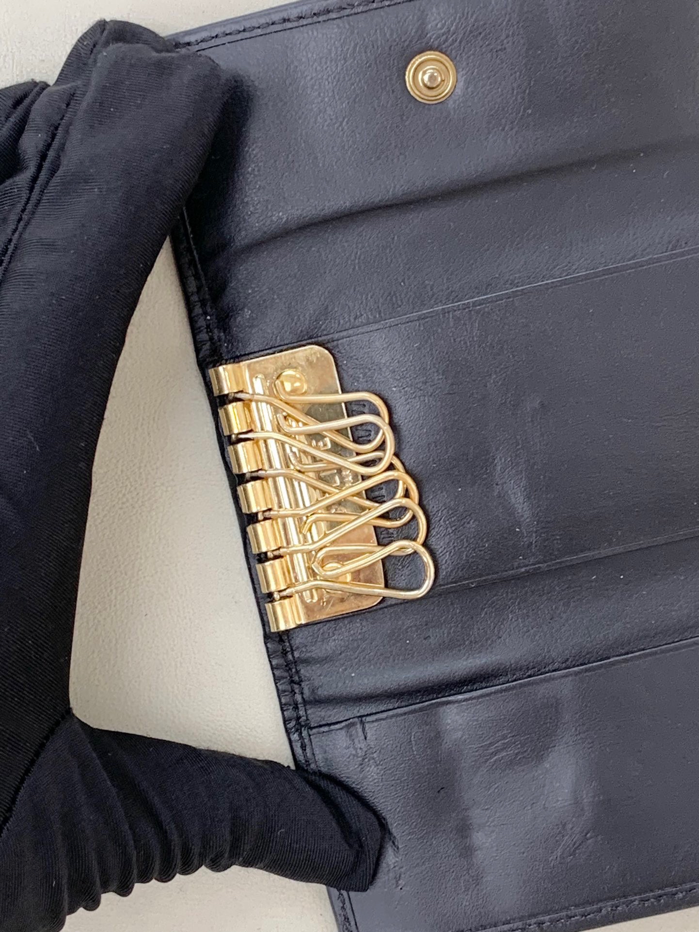 【預訂貨品】Celine啡色牛皮老花金扣三折鑰匙包