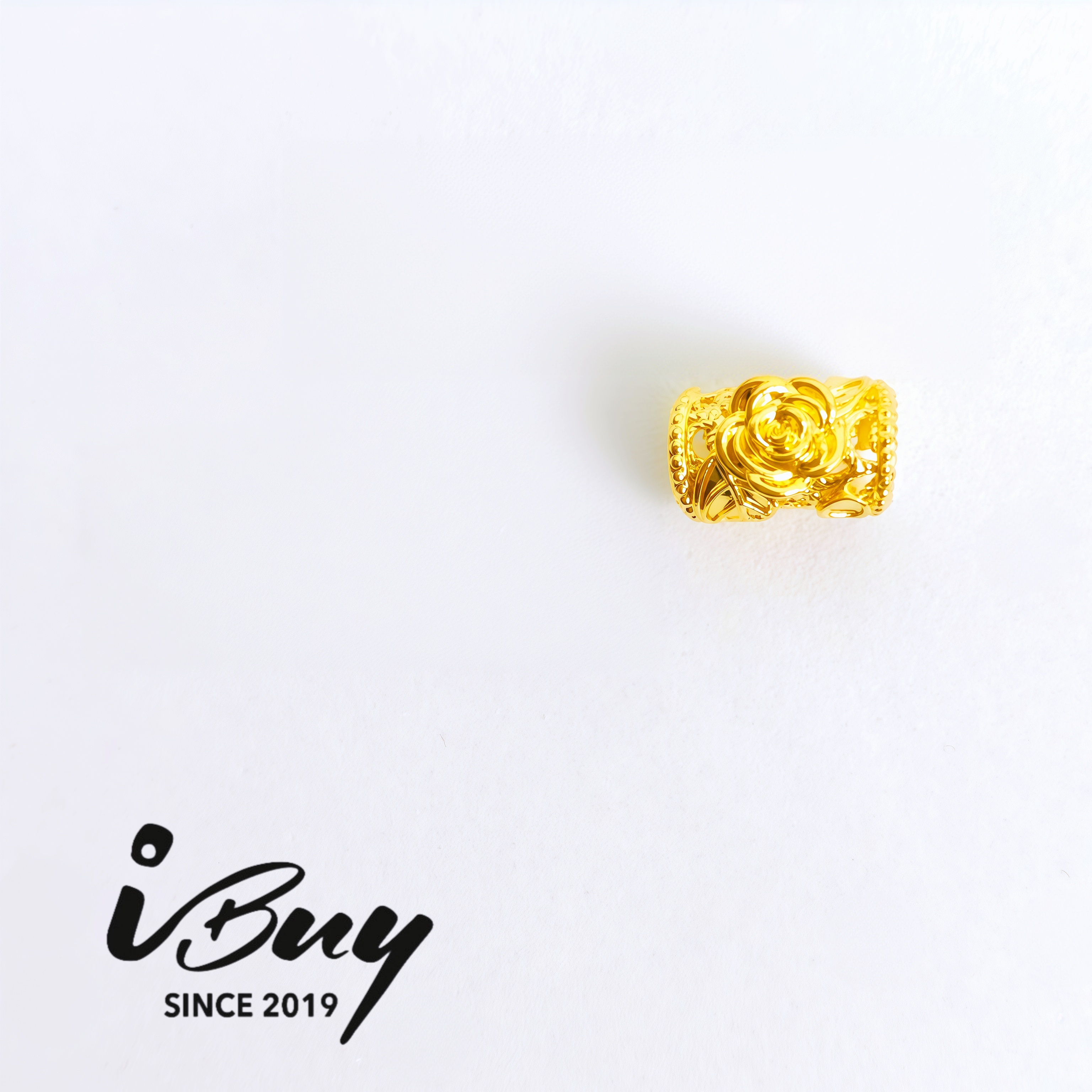 916 HARD GOLD MINI ROSE CURVED TUBE BEAD 916硬金 玫瑰花迷你弯管
