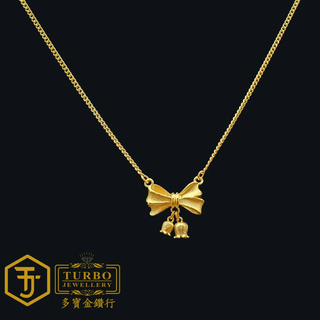 TURBO [999G] Ribbon Orchid Necklace 仄身间蝴蝶结铃兰花颈链