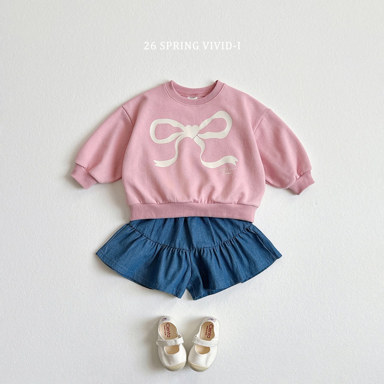 🌸預訂 韓國直送🌸🇰🇷VIVIDI三色絲帶印花寬鬆衛衣