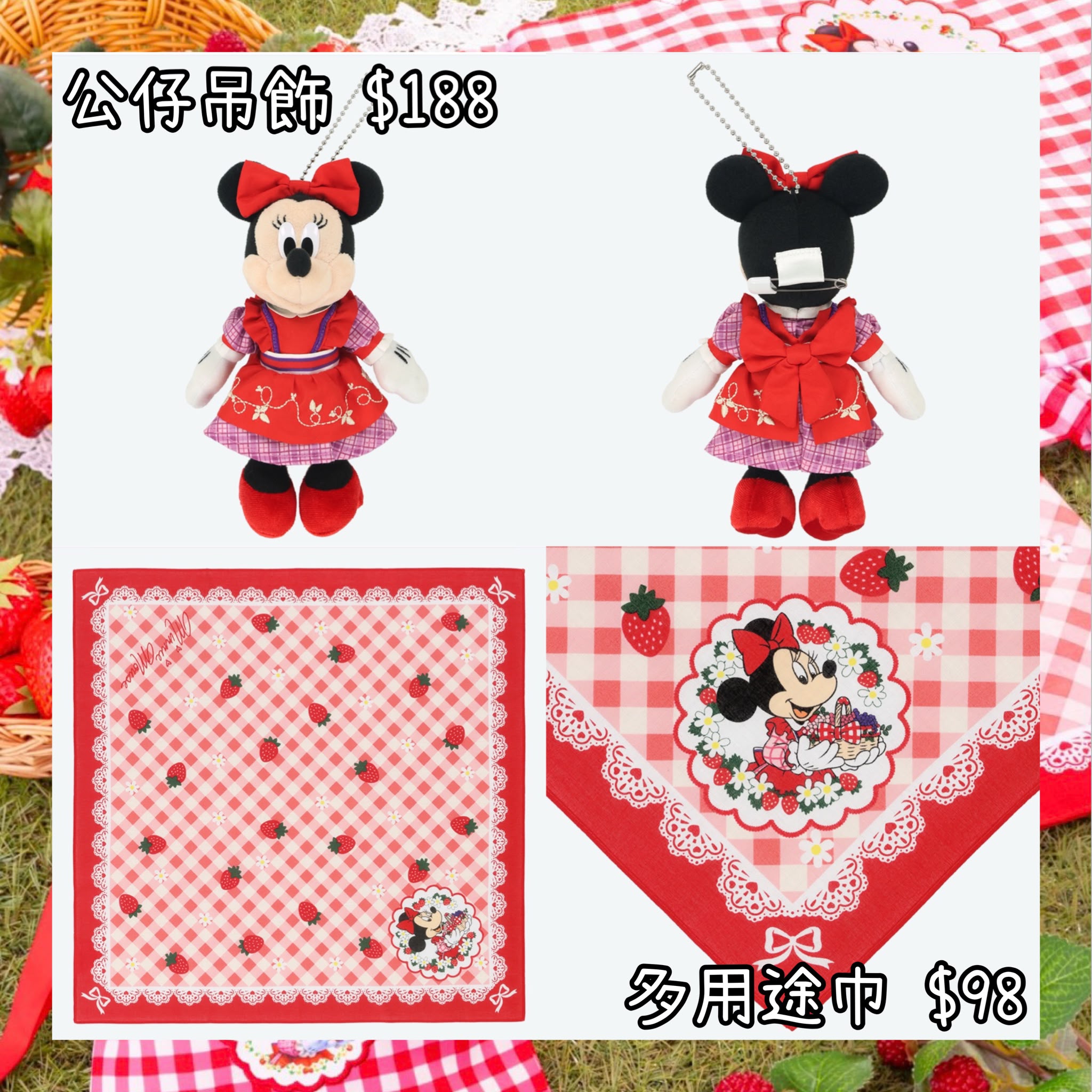 ：日本：DISNEYLAND園區產品 8/10 日本發賣 公仔吊飾 多用途巾