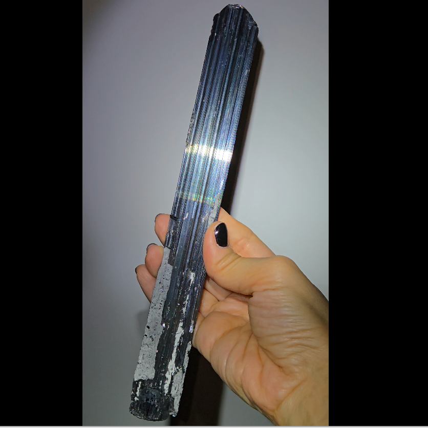 Stibnite wand with natural terminations, rainbow iridescence - STB10