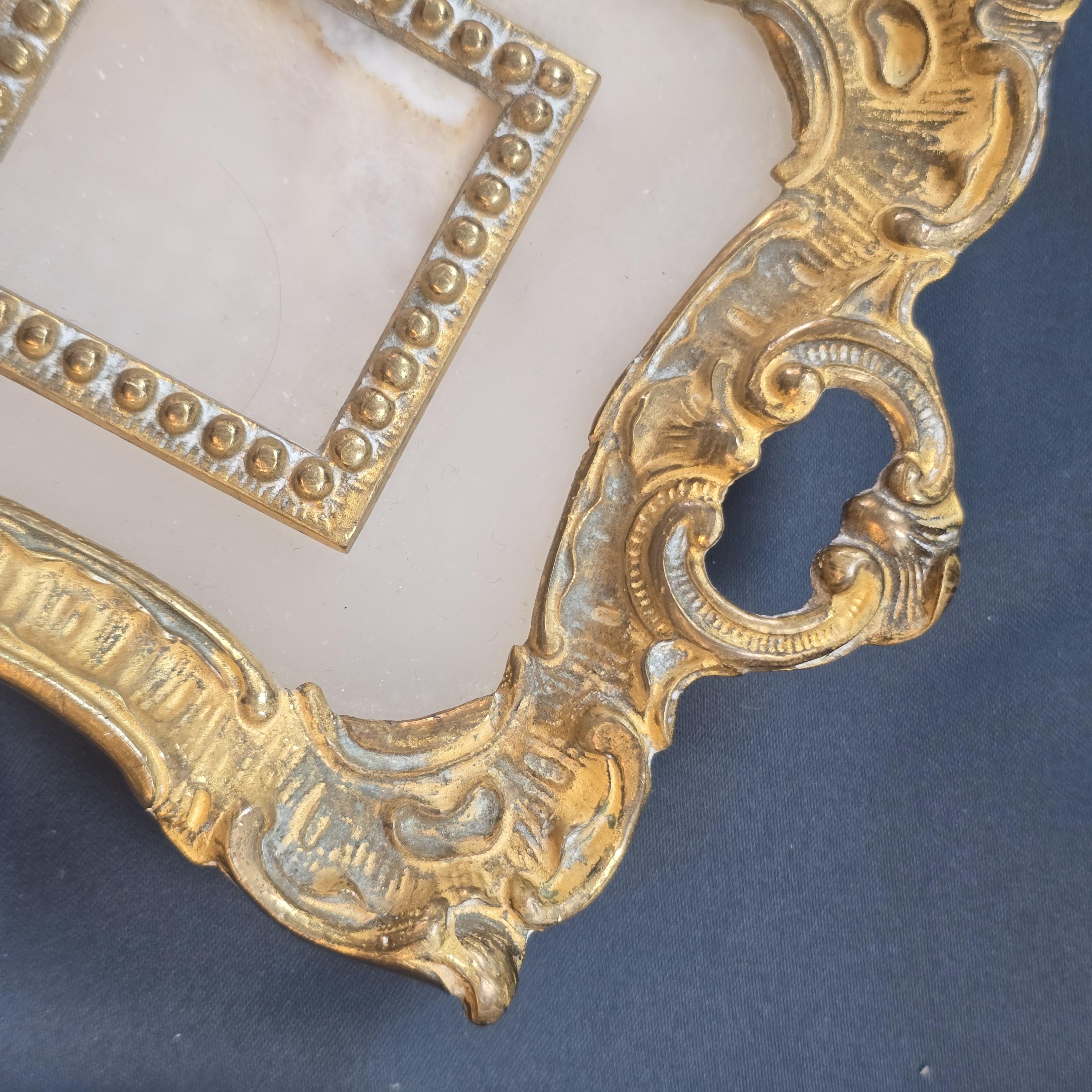 Antique European Late 1800-Early 1900s Alabaster Ornate Tray (MT2488)