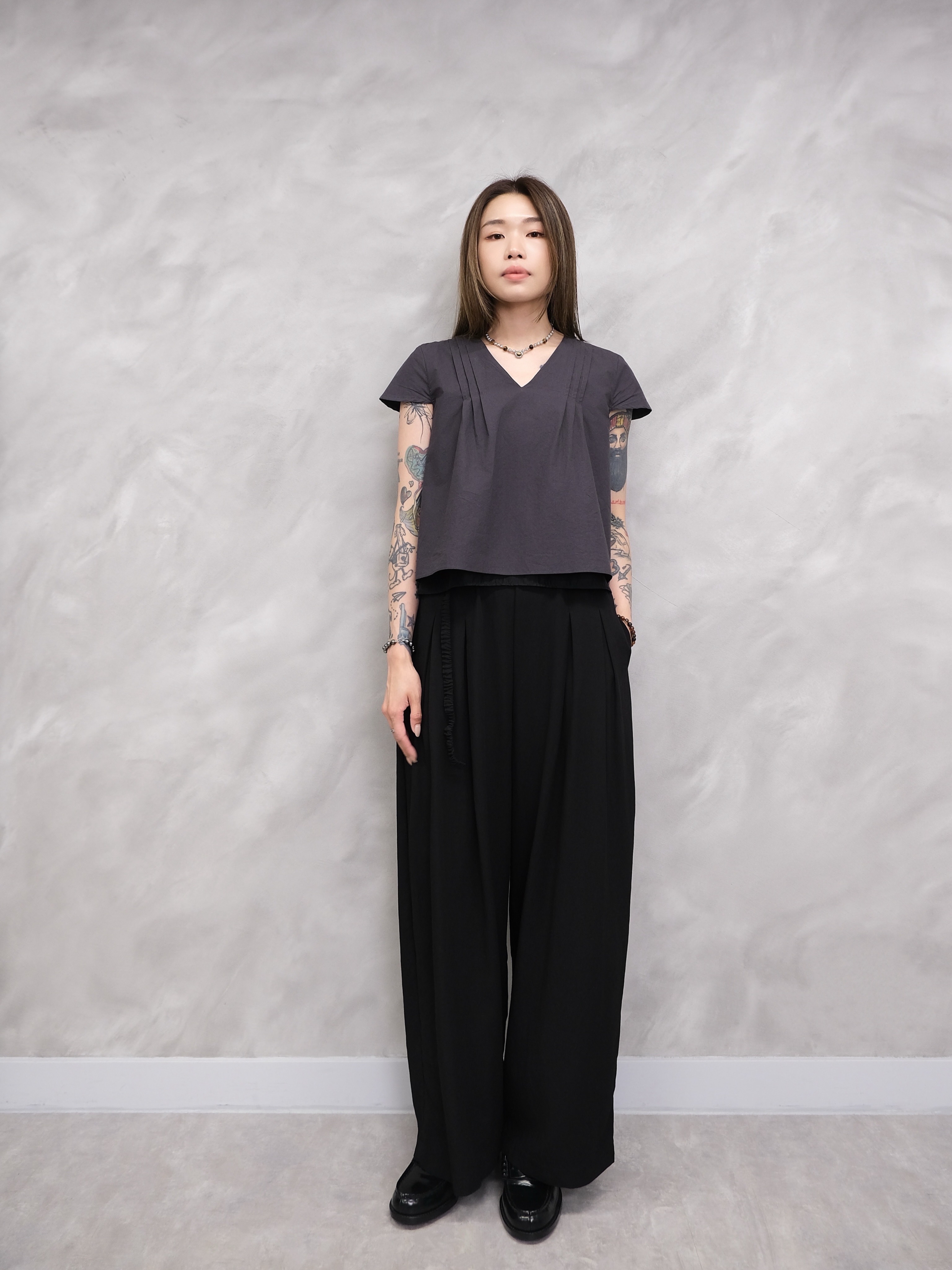 Double layer v-neck top #top142