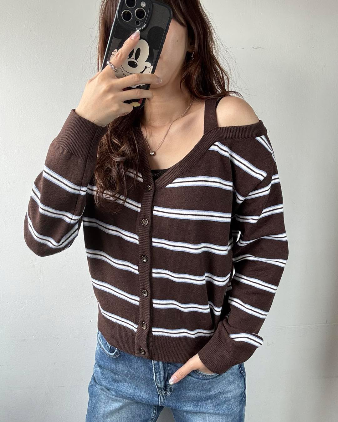 單肩露膊Cardigan 