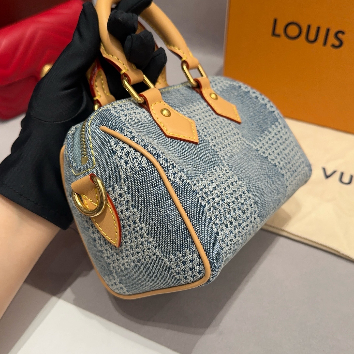 【預訂貨品】Lv 18牛仔丹寧棋盤格speedy