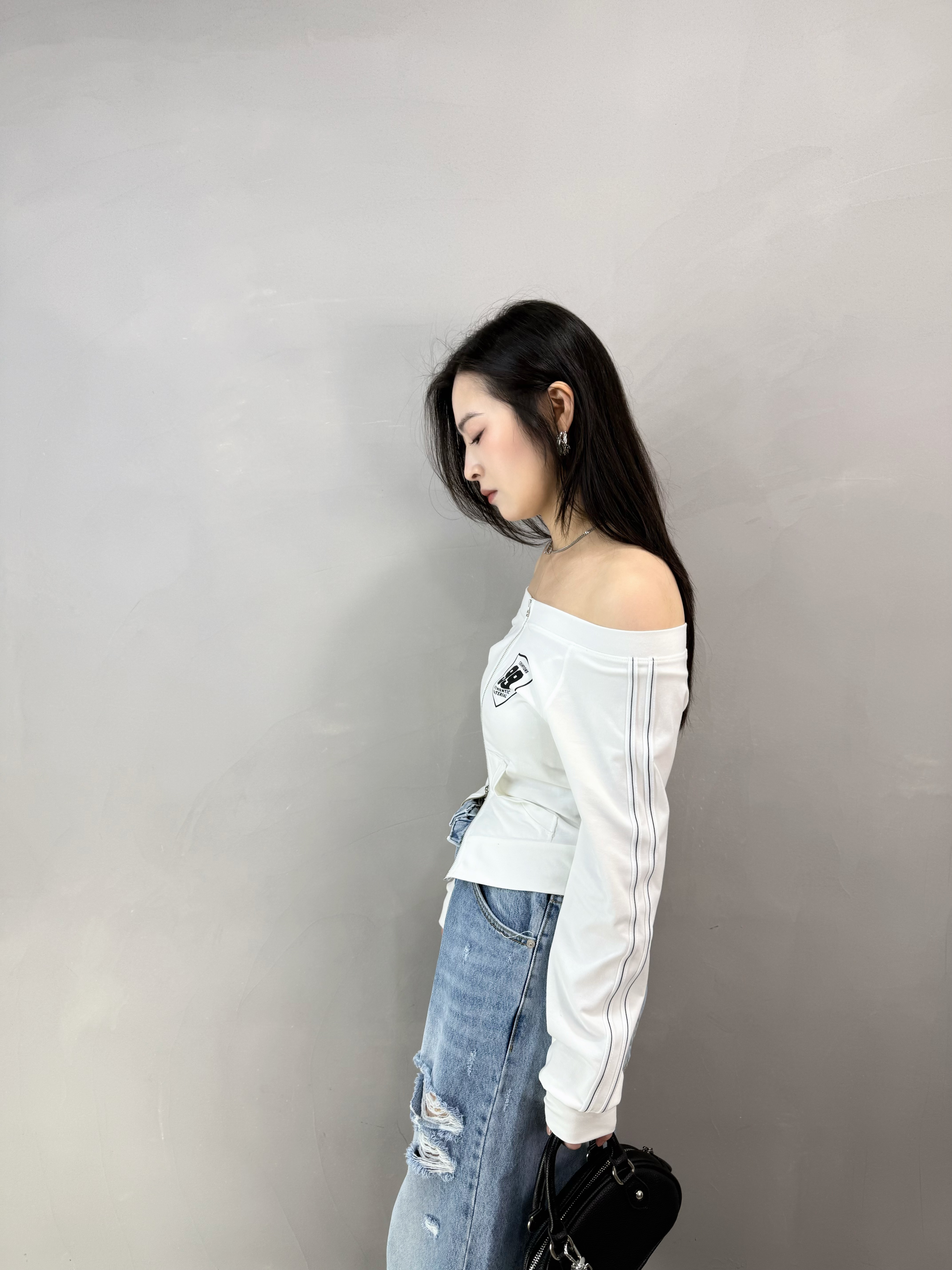 I72 數字印章雙拉鏈Top