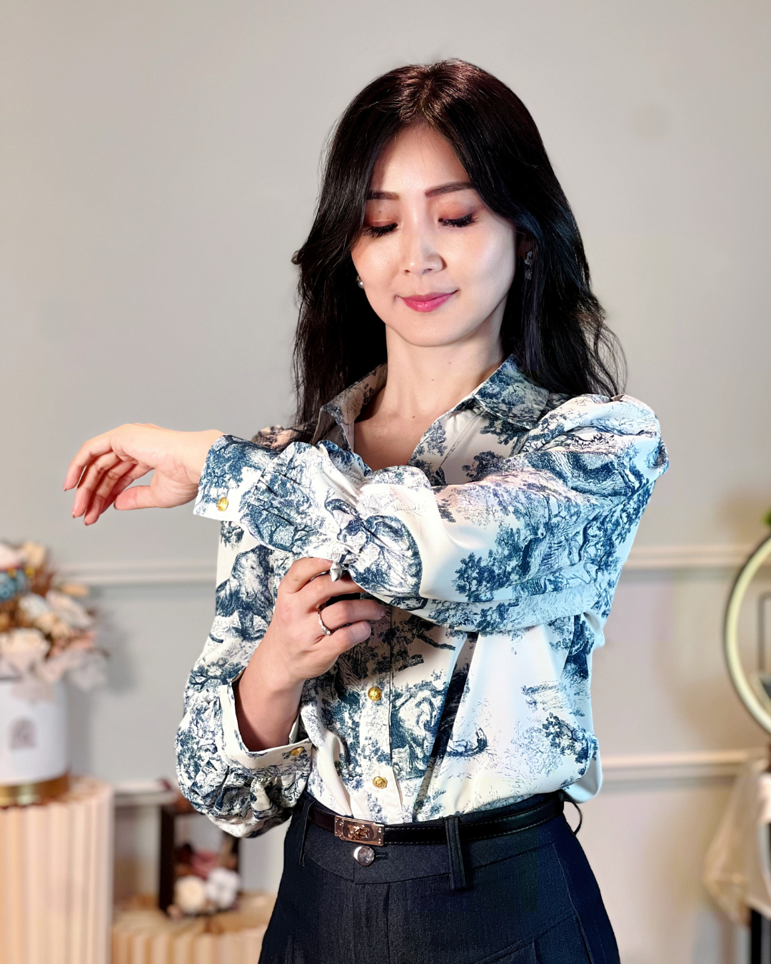 5111 Heloise Long Sleeve Chiffon Blouse