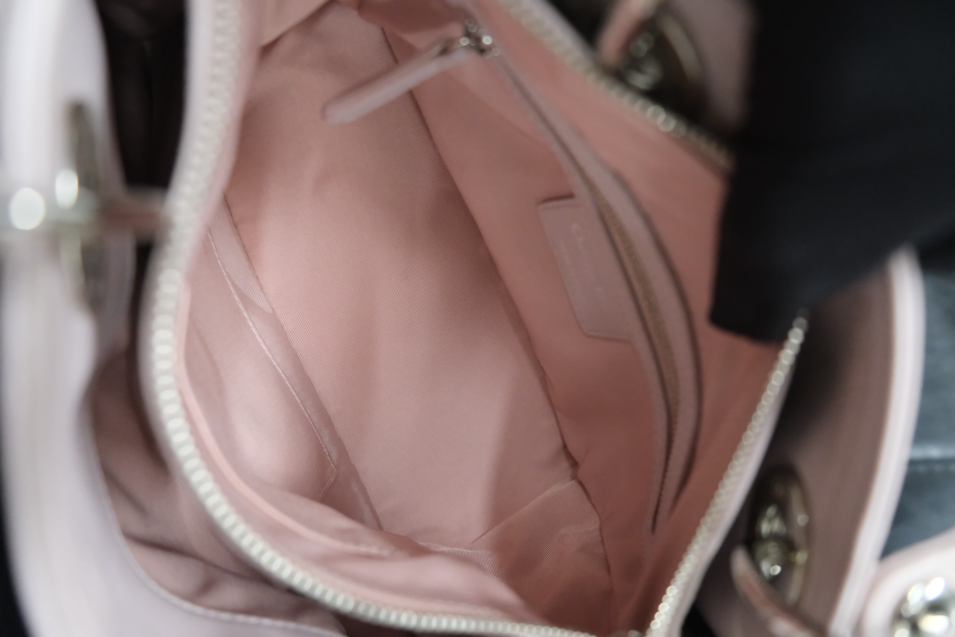 Cannage Leather 2 Way Handbag Pink