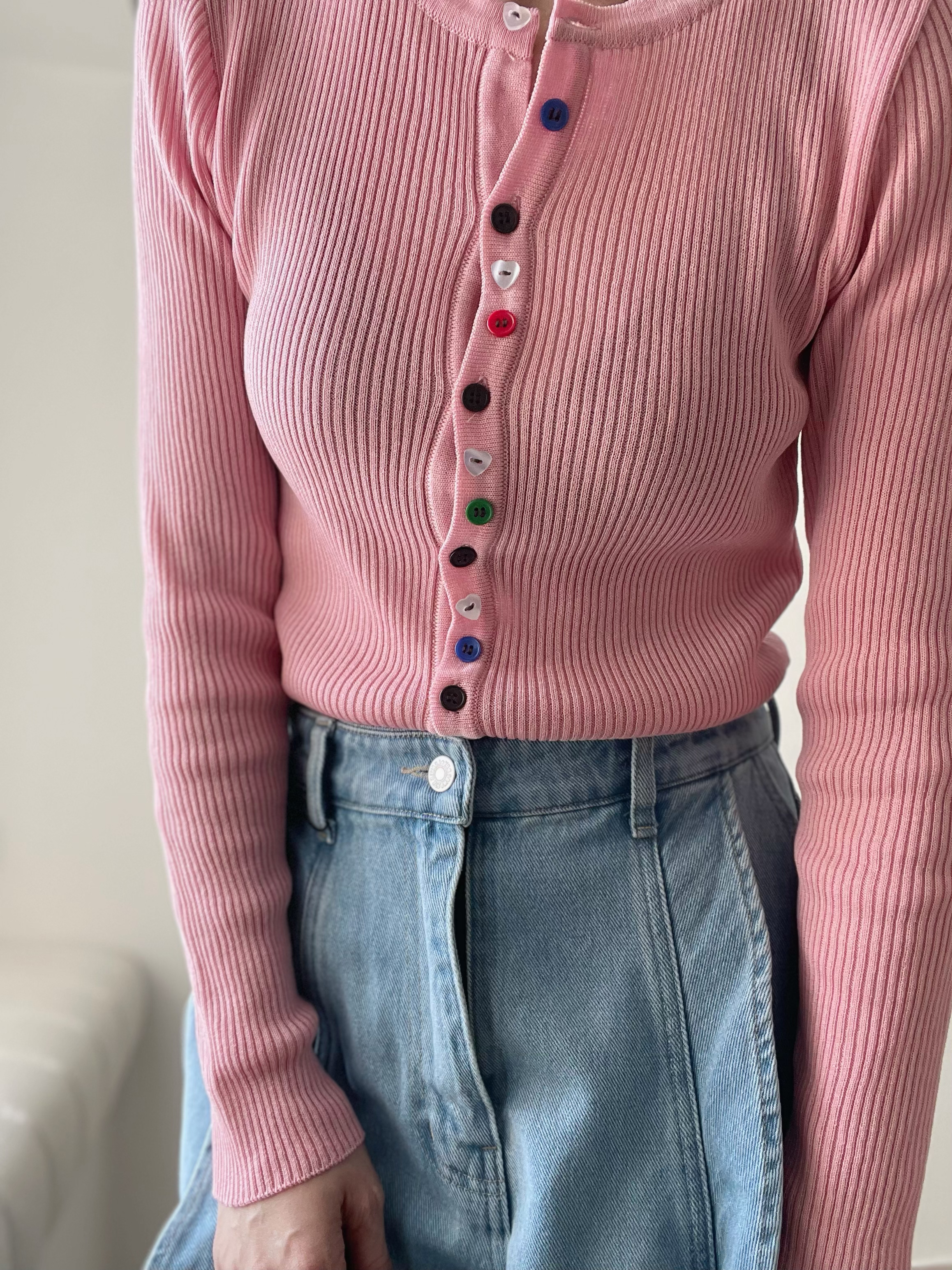 Rainbow buttons cardi/top