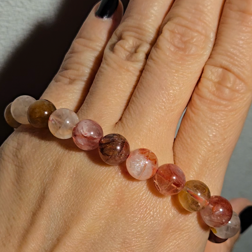 Fire quartz 9.3mm bead bracelet - JW121