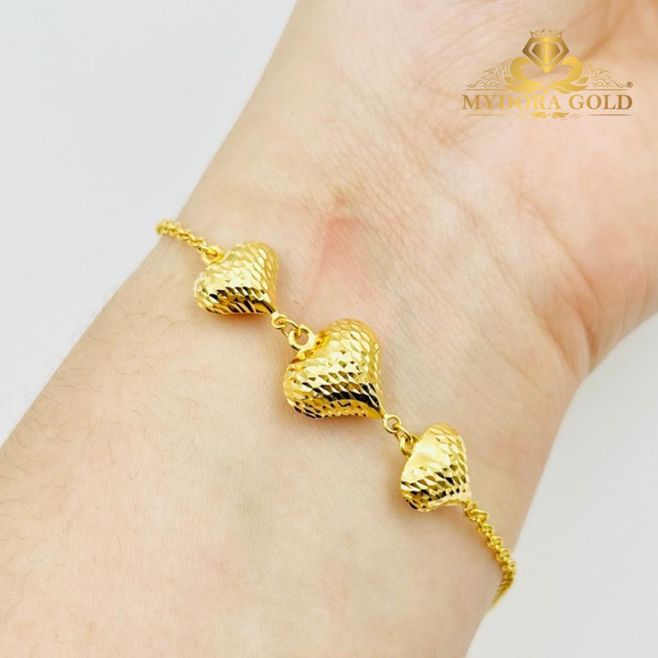 MYDORA Rantai Tangan Sauh Fesyen + 3 Love Pahat l EMAS 916/22K