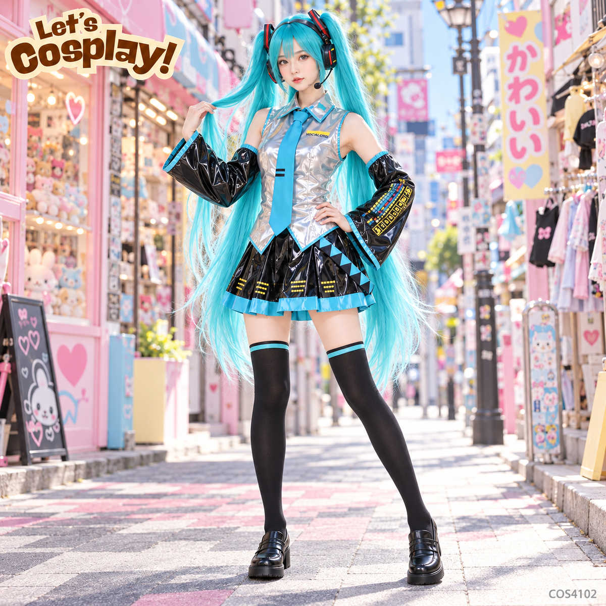 初音未來初音Cosplay服裝連假髮及配件 萬聖節動漫角色扮演衫 COS4102