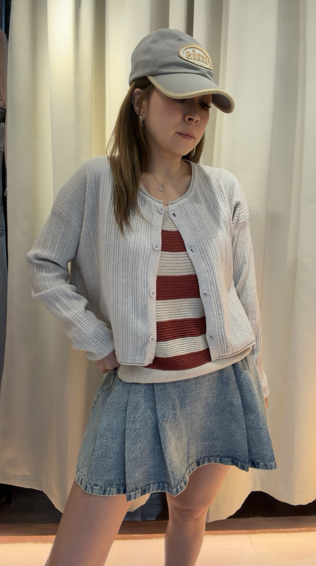 條紋針織衫外套