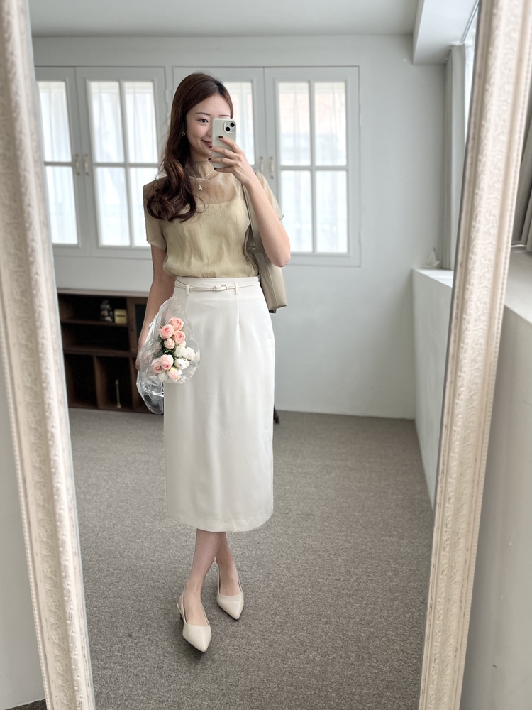 Atelier Belted Skirt (Ivory)