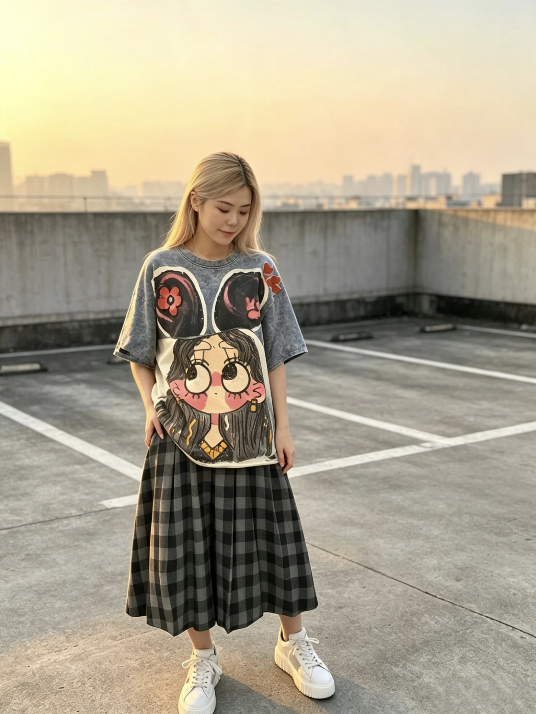 大耳女孩拼接T
