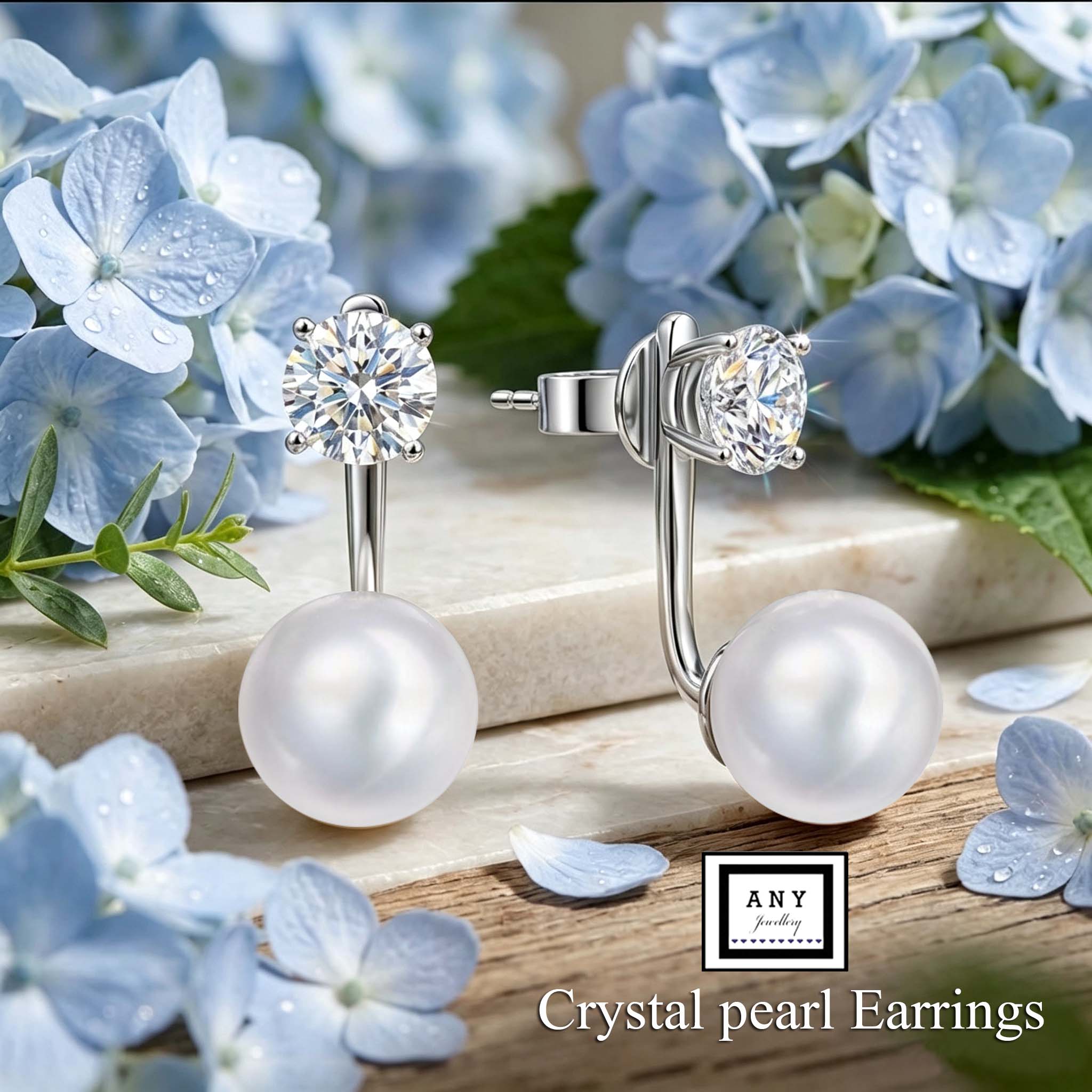 E4126 10mm Crystal Pearl 1 Carat Earrings 莫桑石