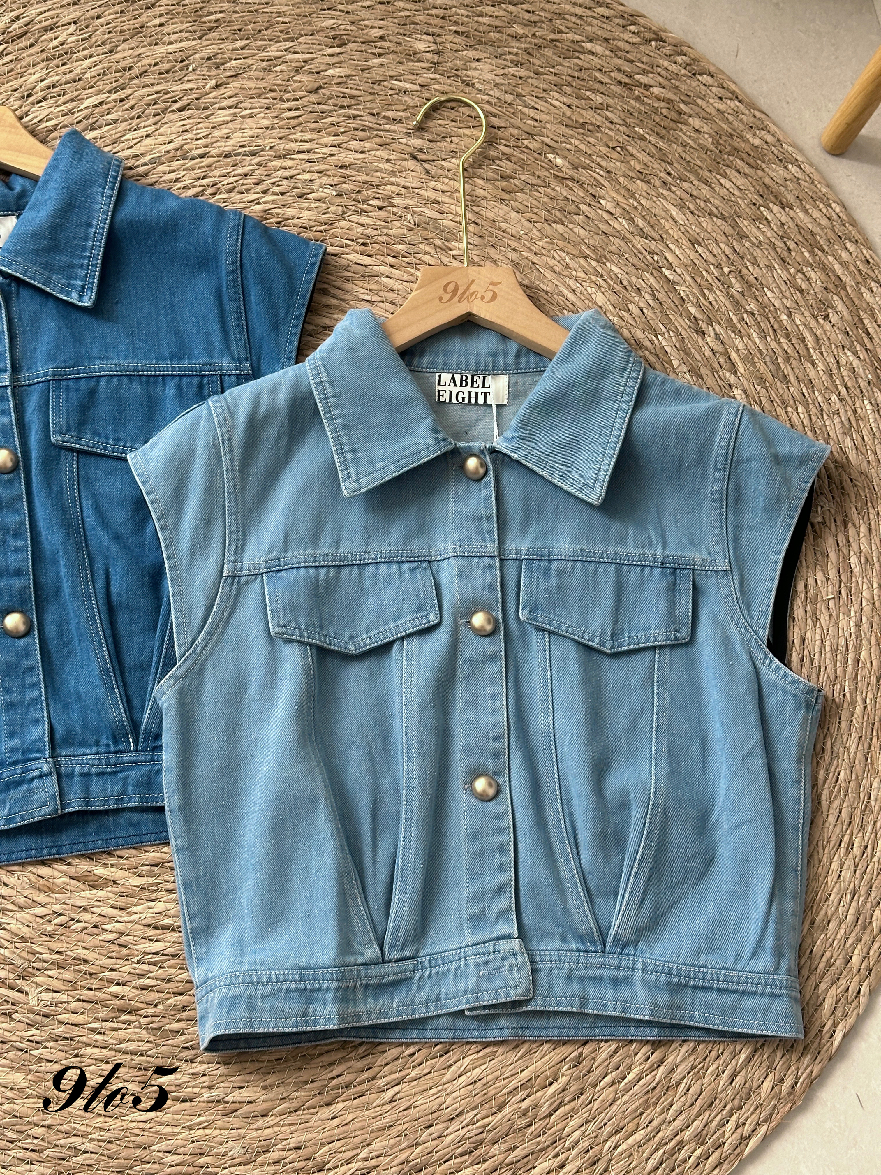 T4054 Cape Sleeve Denim Top - 3 Colors 