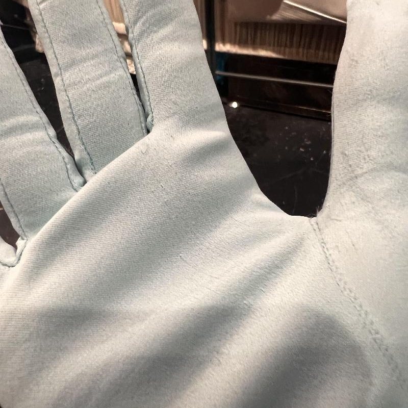 Vintage Made in West Germany Light Blue Opera Length Stretchy Evening Gloves (CE070)