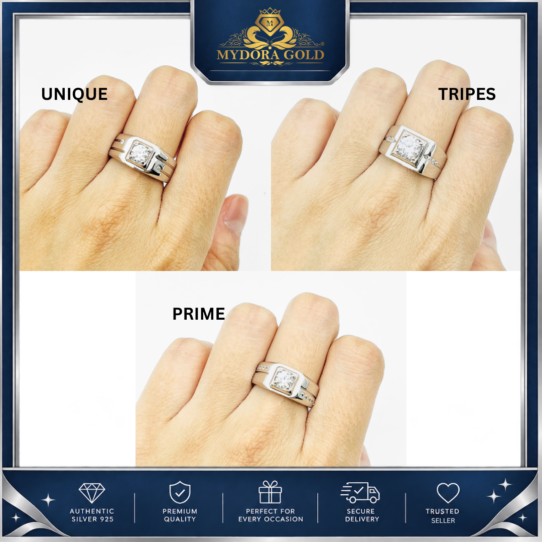 MYDORA 925 Silver Ring - Cincin Regal Edge Collection
