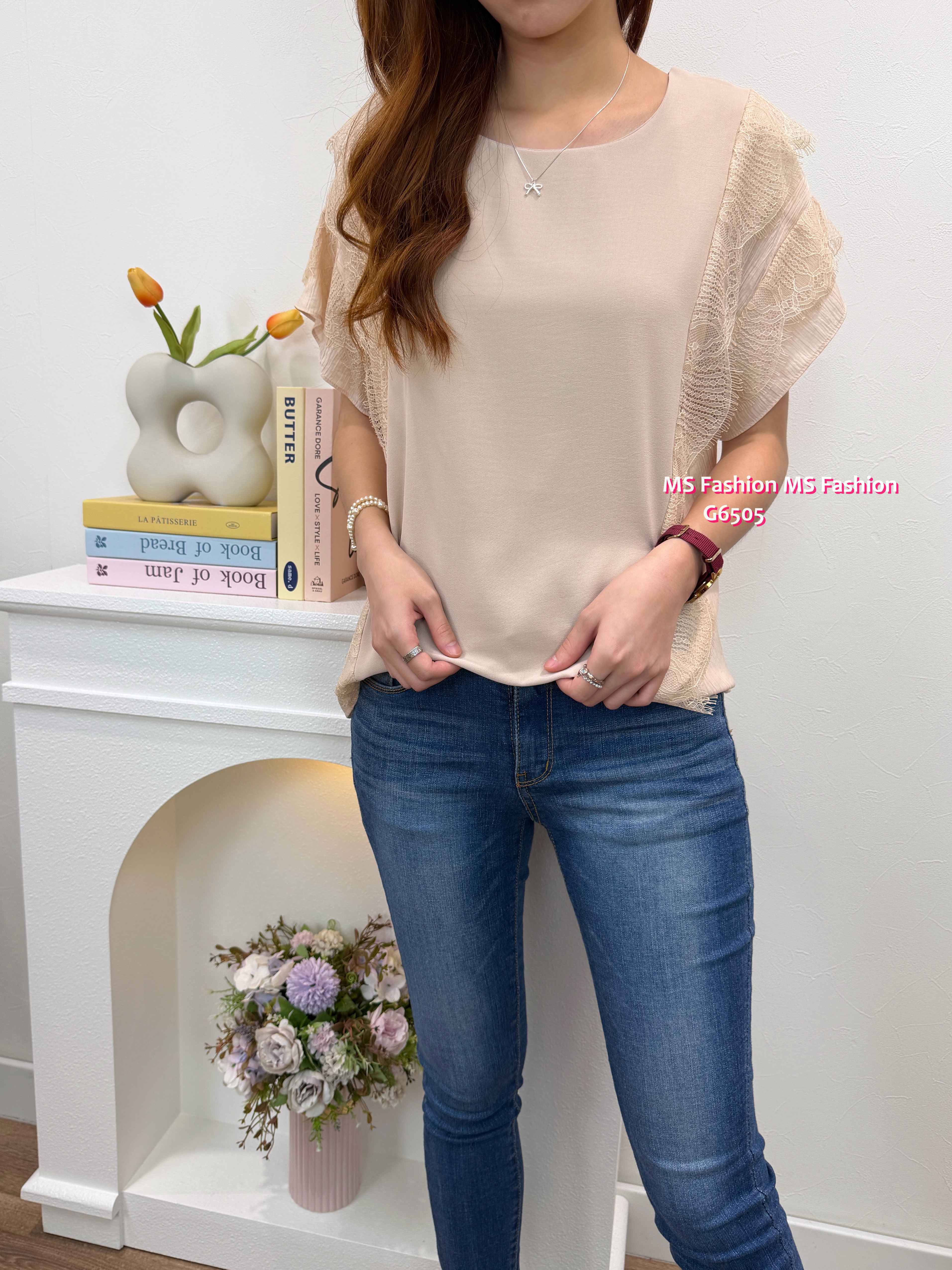 G6505 靚料拼lace top
