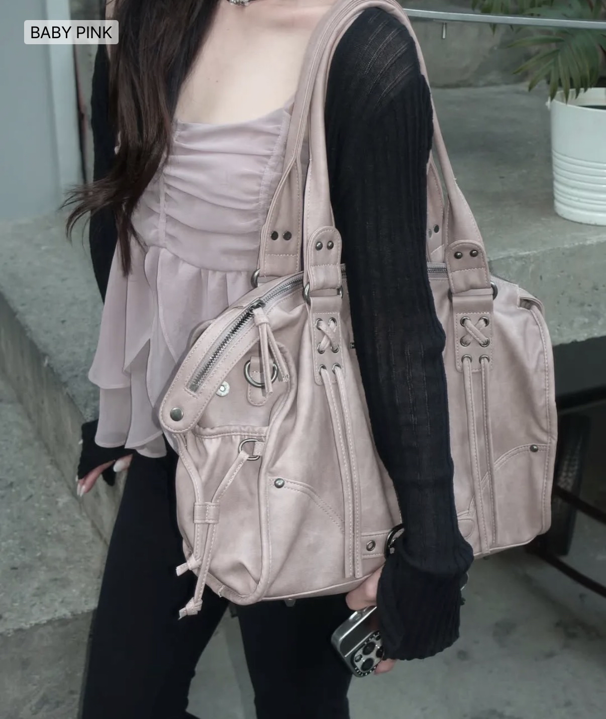 Fancyclub BELTED WASHING LEATHER BAG (PINK) F25QE990