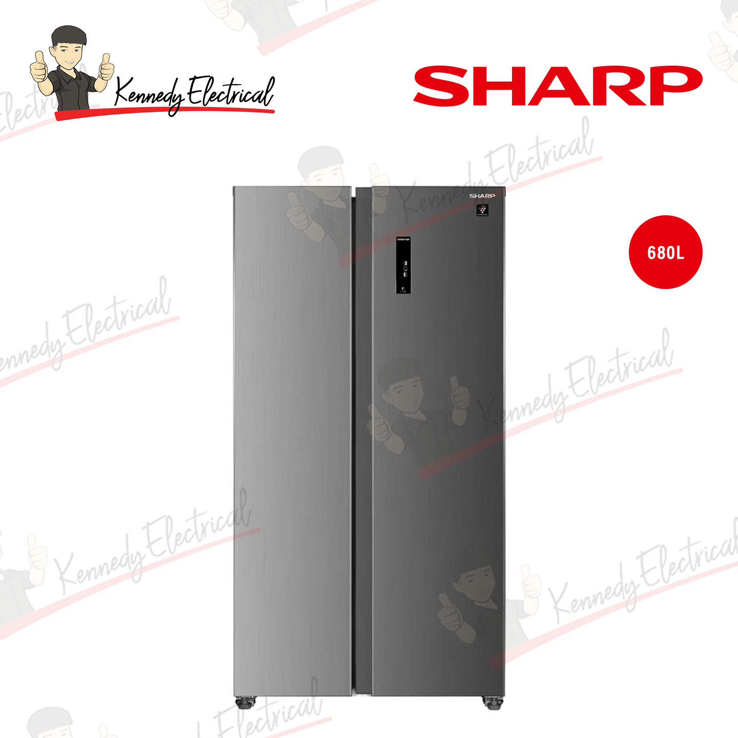 Sharp 680L Side-by-Side Refrigerator (SJXP6822MS)