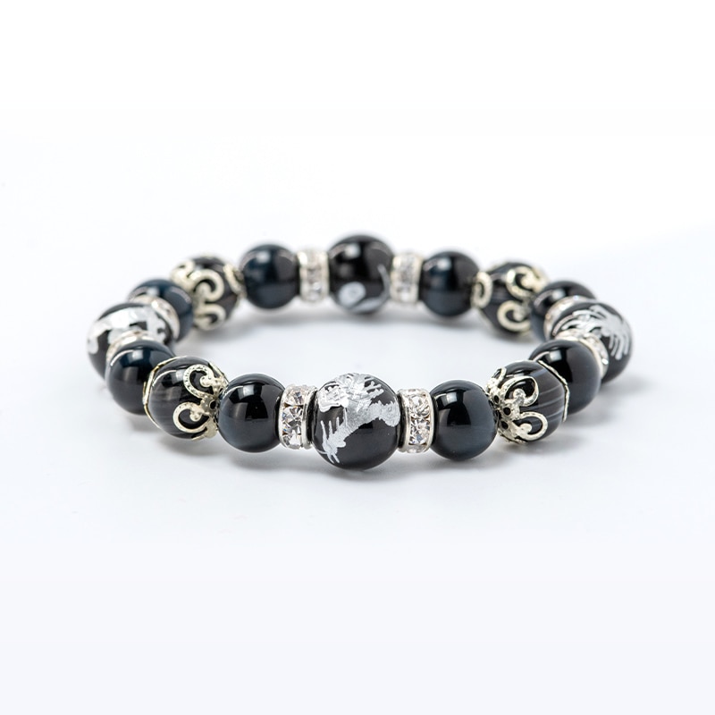 【日本白崎八幡宮】【四神獸銀藍虎眼石蛋龍力石手鍊】 