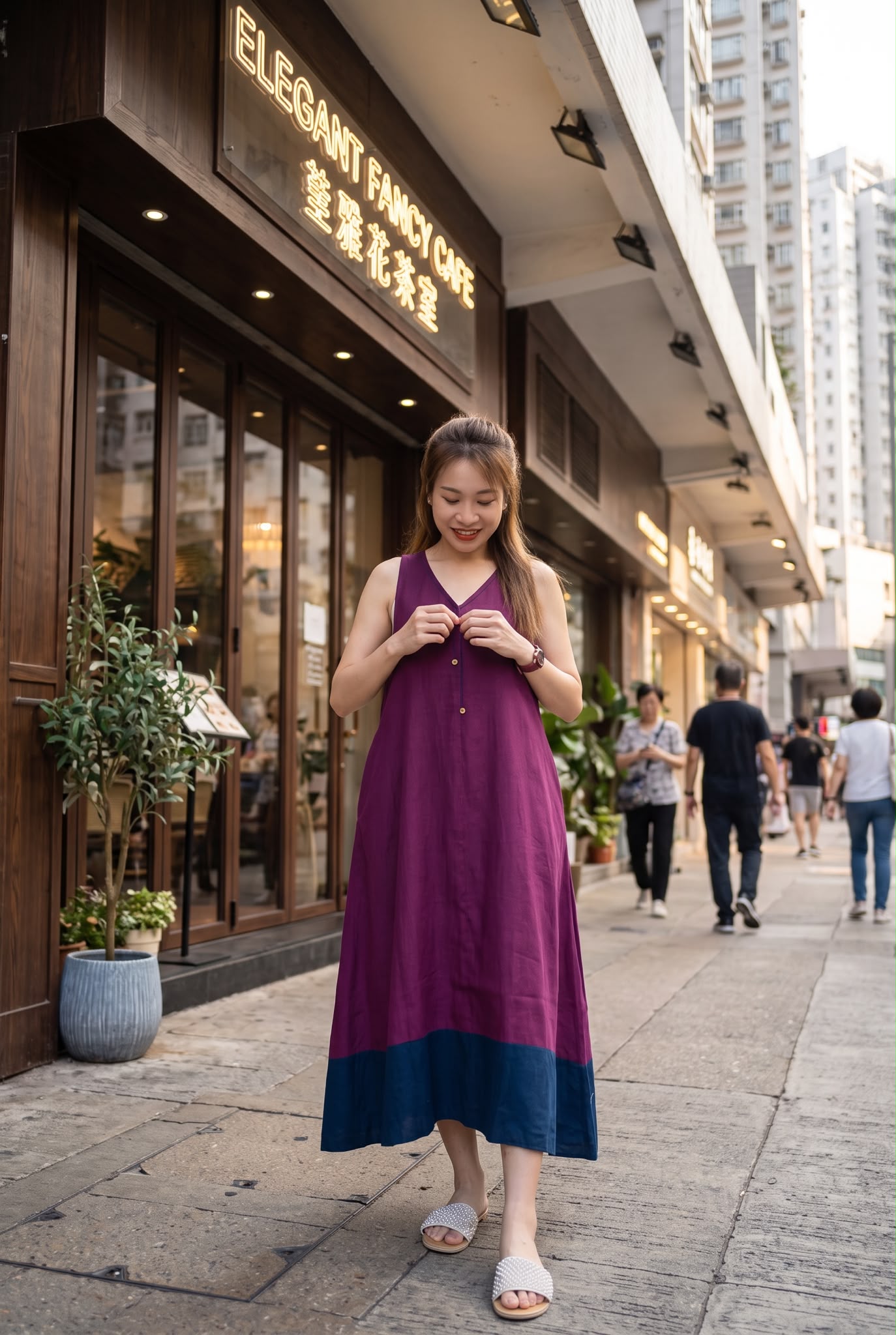 3102 Violet 2-Layer Sleeveless Simple OP