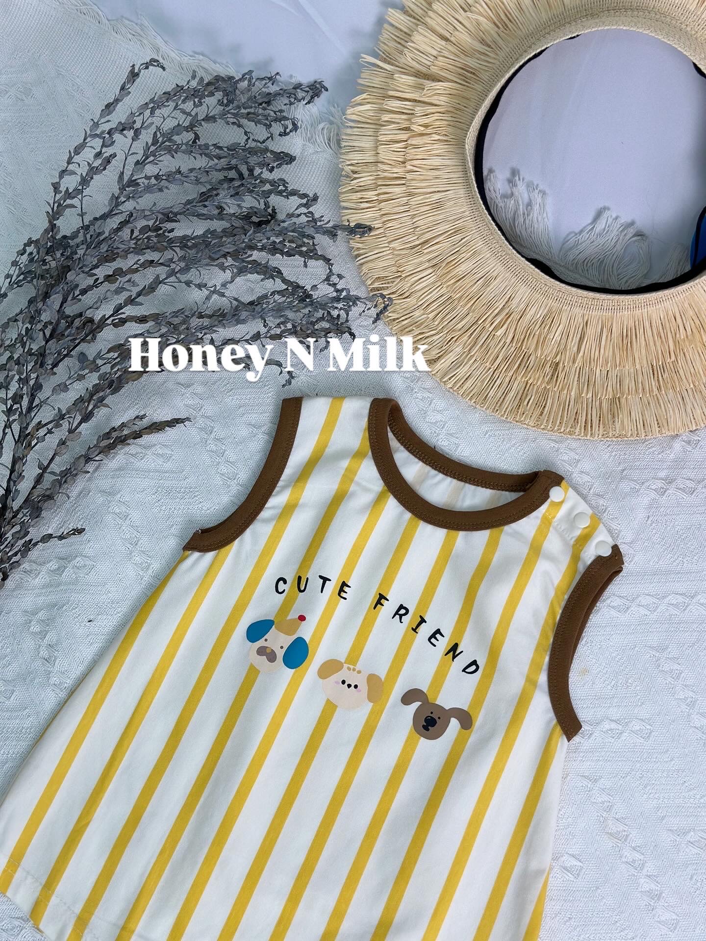 3 Cute Friends Yellow Stripe Romper