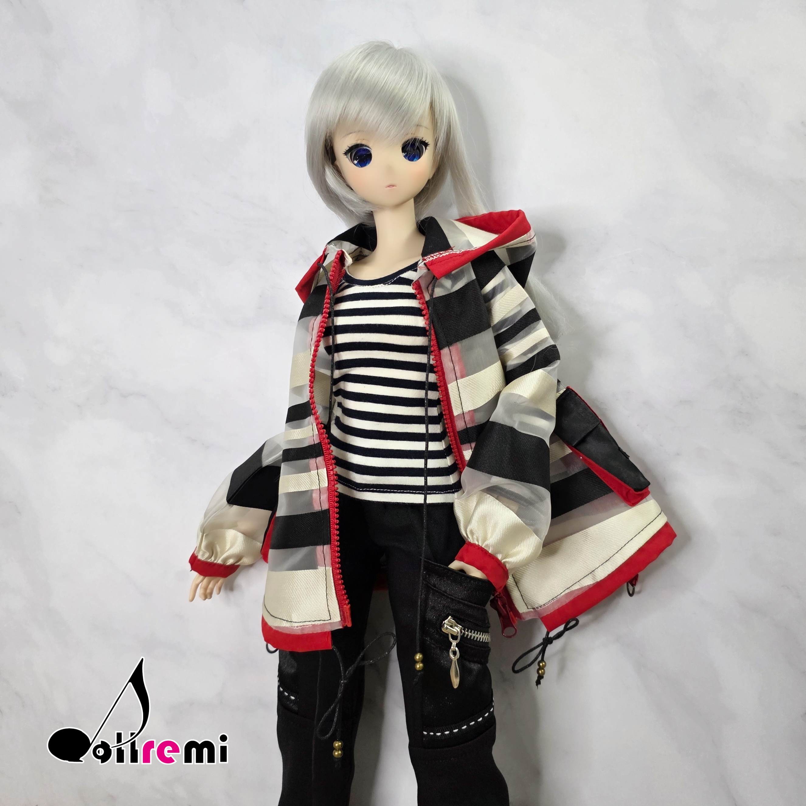 【dollremi】(DD0640)透明黑白間條外套 Sheer black and white striped jacket