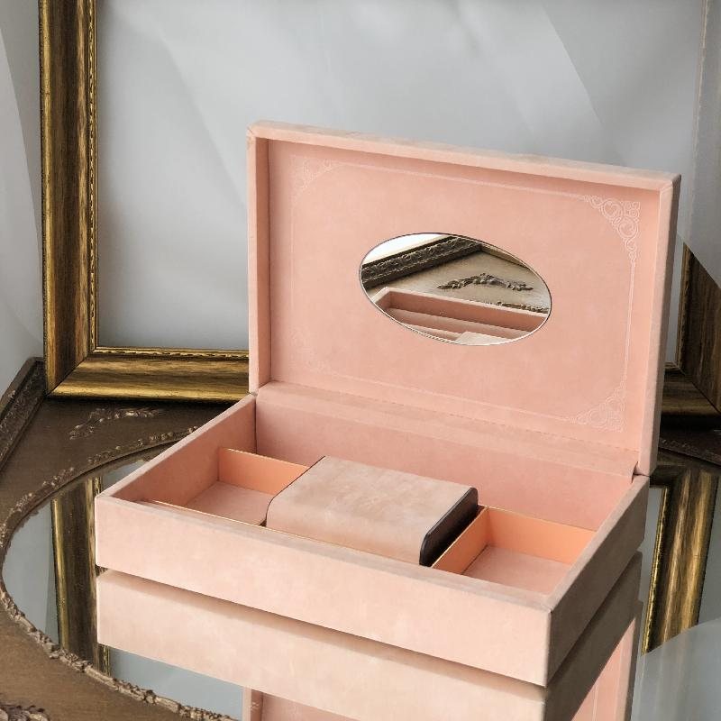 RARE! Vintage Design By Philipp- Appointment To The Royal Swedish Court Light Pink Suede Jewelry Box Set of 2(MT655)