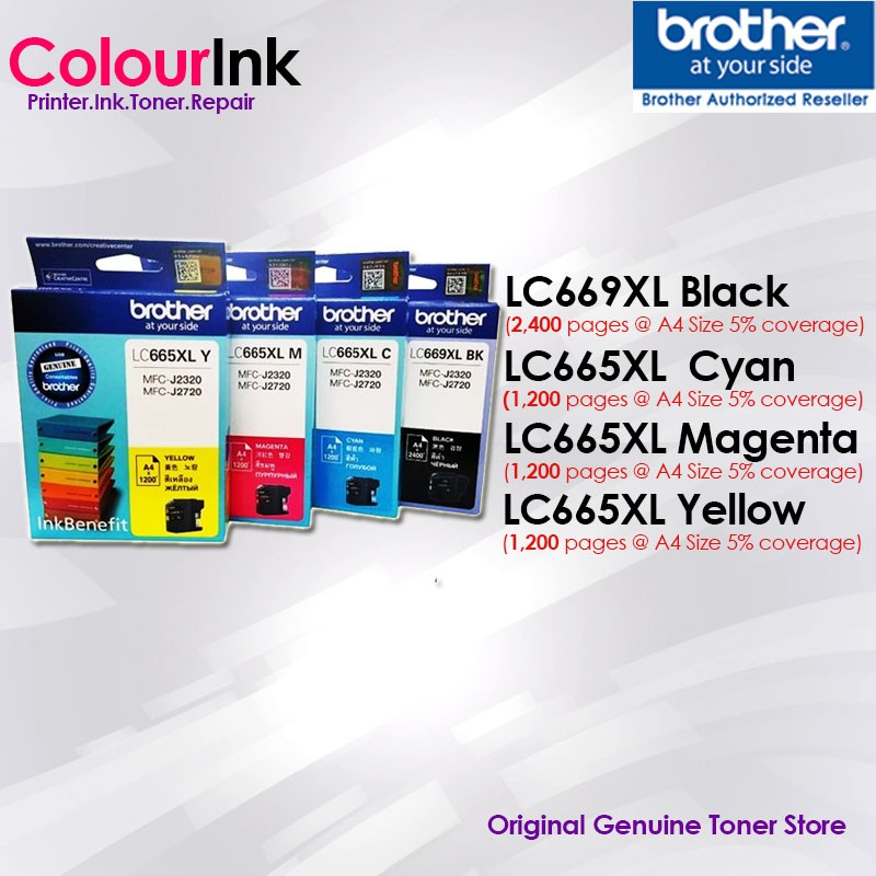 Brother LC669XL LC665XL Original Combo Set (BCMY) MFC-J2320/MFC-J2720 LC665 LC663 LC669