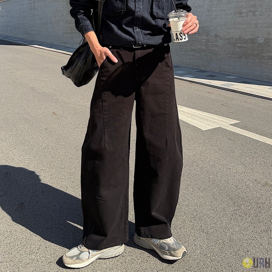 【100%保證韓國直送】韓系質感 3D 立體弧形剪裁 100% 純棉長褲 👖 [2 color] RF118542