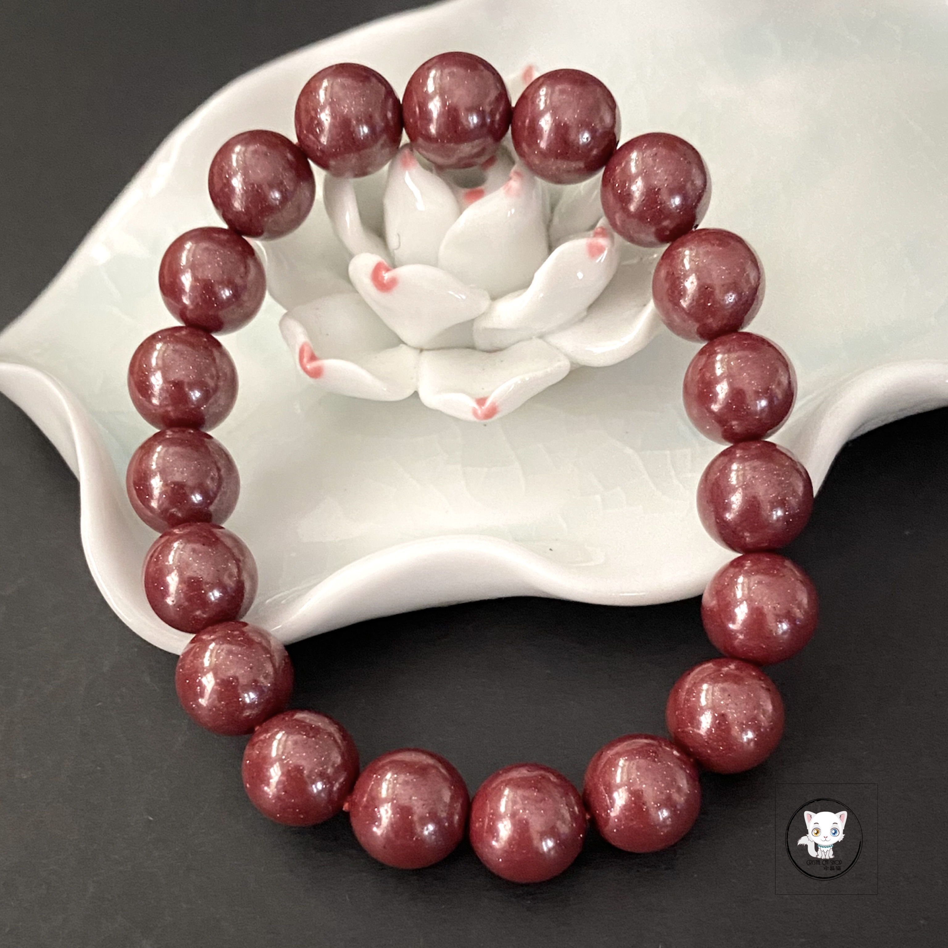 天然古法紫金硃砂手鏈 10mm